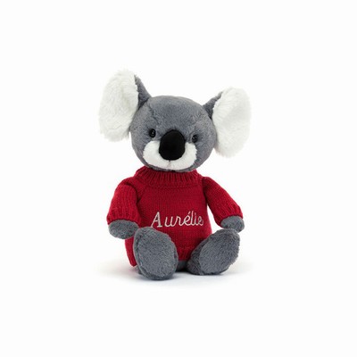 Jellycat Bashful Koala with Red Jumper USA | 19327NTCH